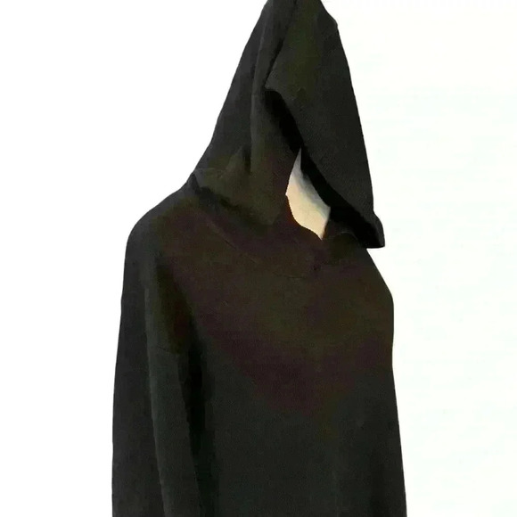 Soho Street Sweater Dress Black Hooded Long Sleeve Button/Slit Sides Size L Fall - Picture 5 of 13